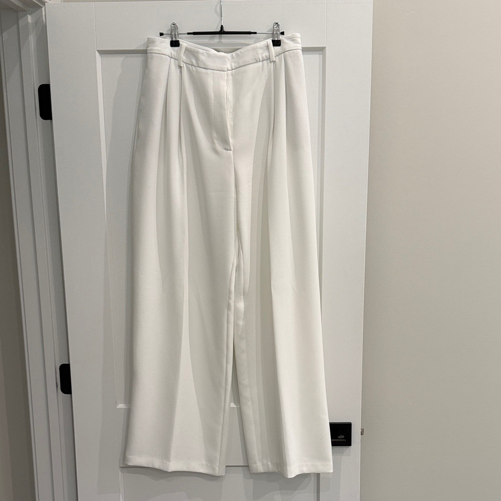 Zara HIGH WAIST WIDE LEG PANTS OYSTER-WHITE - Picture 3 of 5